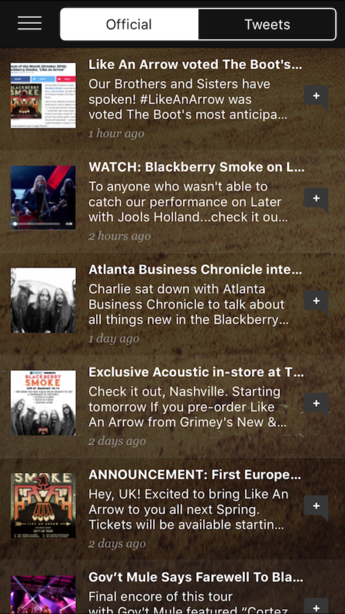news features for blackberry smoke mobile app